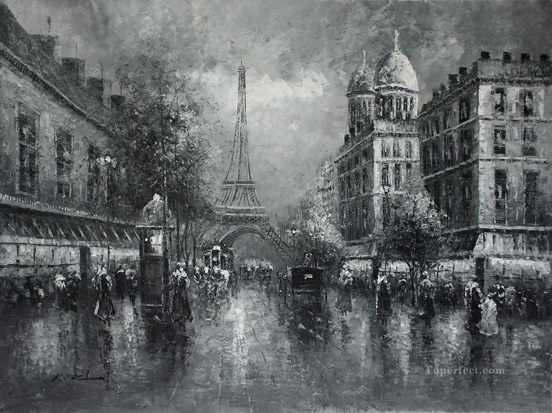 black and white Paris eiffel black and white Oil Paintings